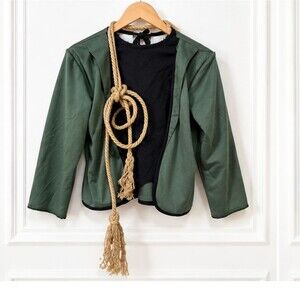 Frankenstein Boys M 8-10 Halloween Costume Green Jacket Attached Shirt Rope Belt